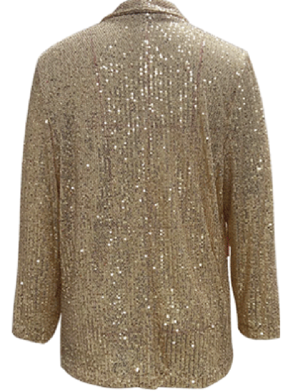 Women's sequined long-sleeved mid-length lapel blazer kakaclo