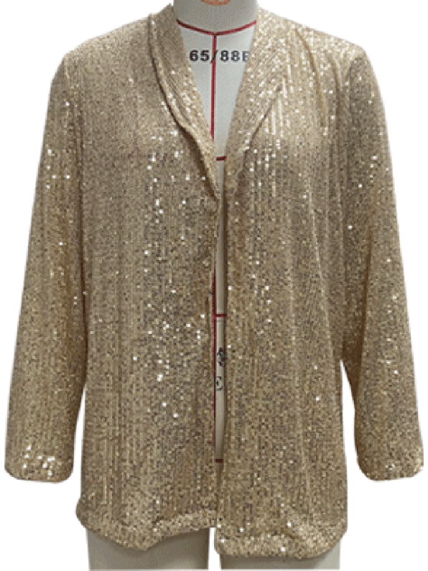 Women's sequined long-sleeved mid-length lapel blazer kakaclo