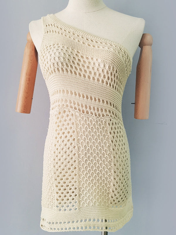 Women's sexy hollow sleeveless hip-covering knitted dress  kakaclo   