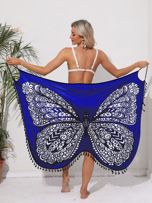 Style butterfly Print Beach Skirt bikini kakaclo White S 