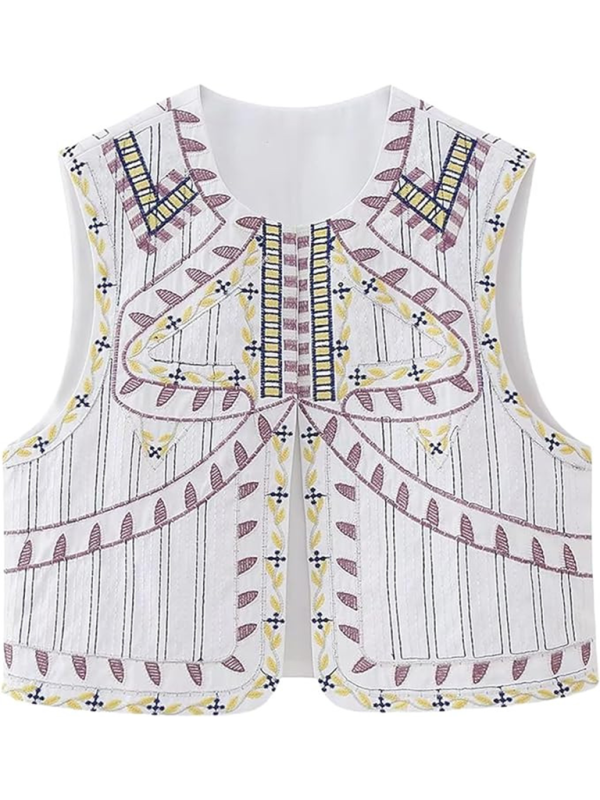 The Quilla Detailed Open Vest clothing kakaclo Pattern1 XS 