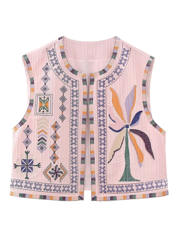 The Quilla Detailed Open Vest clothing kakaclo Pink XS 