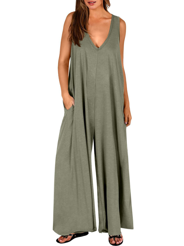 Women's casual pocket thin jumpsuit kakaclo