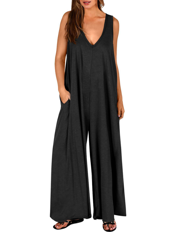 Women's casual pocket thin jumpsuit kakaclo