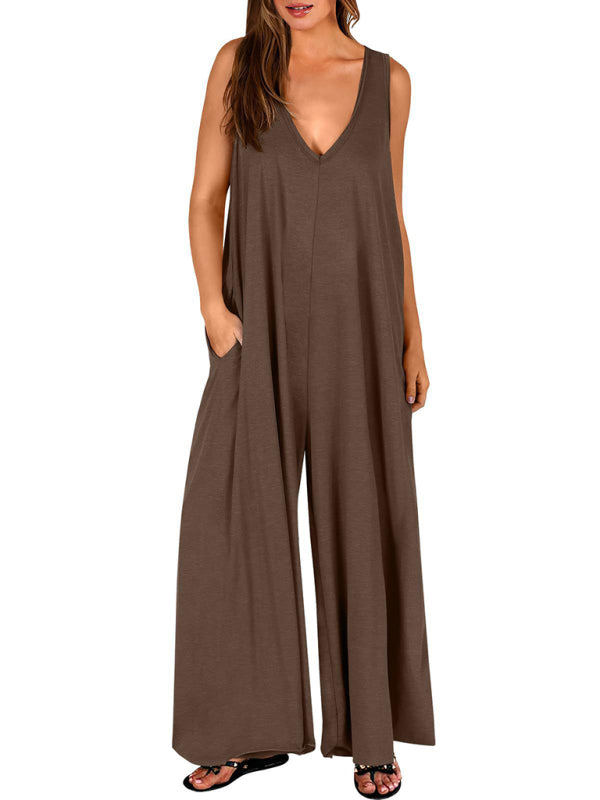 Women's casual pocket thin jumpsuit kakaclo