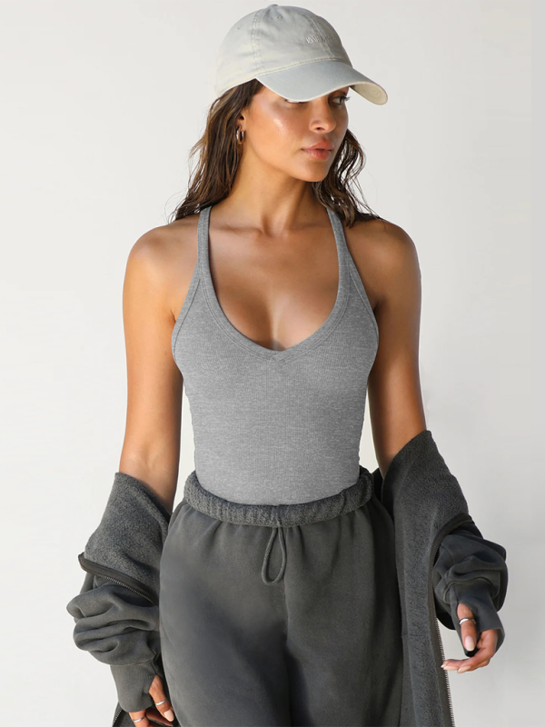 New knitted vest for women sexy slim fit inner top kakaclo Flecking gray S