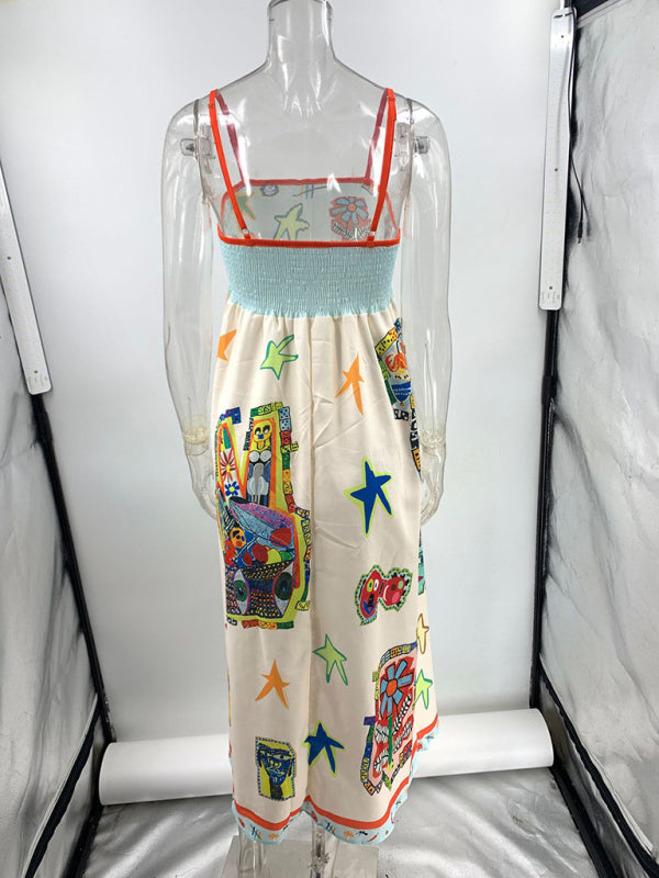 New sexy graffiti print camisole swing dress  kakaclo   