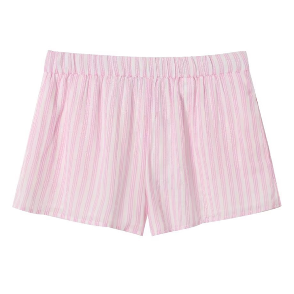 New Women's Casual Oblique Pocket Striped Shorts clothing kakaclo Pink XS 