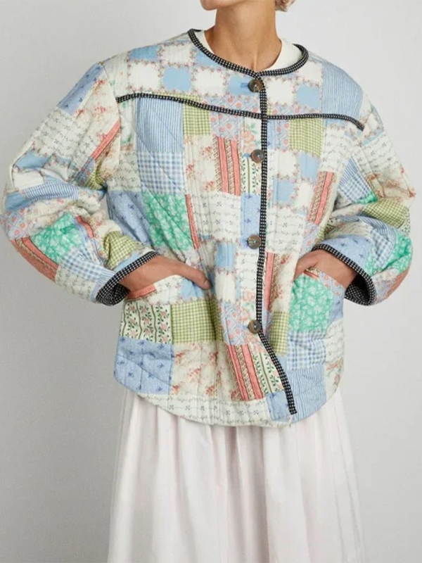 Floral Print Wrap Cotton Jacket  kakaclo   