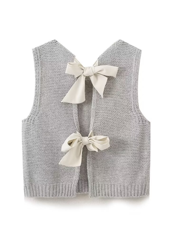 New Fashion Vest Bow Tie Sweater Vest  kakaclo Grey S 