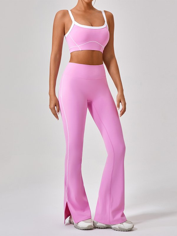 Skinny Outdoor Sports Clashing Color Camisole Underwear + Pants Set Yoga wear kakaclo Pink S