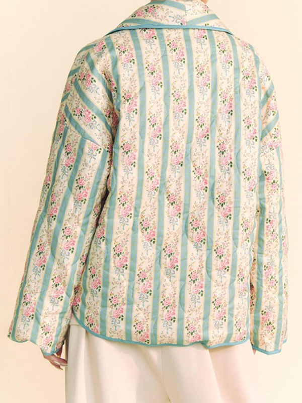 New fashionable temperament striped printed loose cotton coat jacket kakaclo