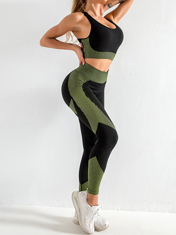 Sports Yoga Clothing Set Fitness Tank Top Jacket High Waist Yoga Pants Three Piece Set kakaclo