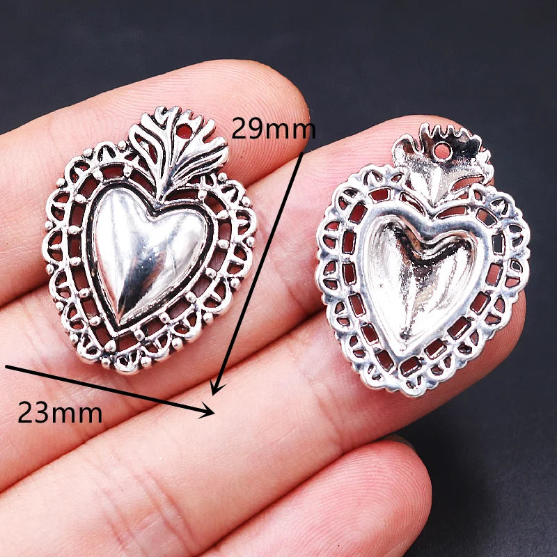 5pcs Decorative Heart Silver Pendants pendants Shopella