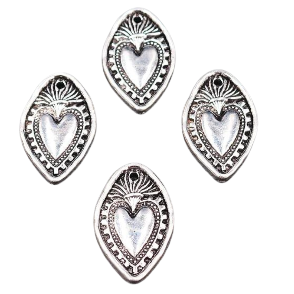 8pcs little Decorative Silver Hearts Charms Shopella   