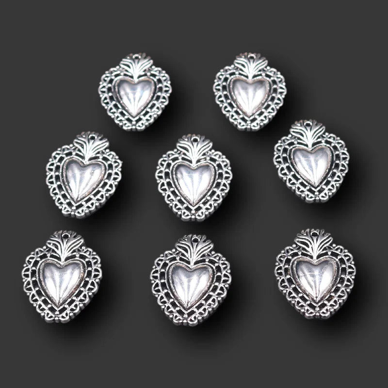 5pcs Decorative Heart Silver Pendants pendants Shopella