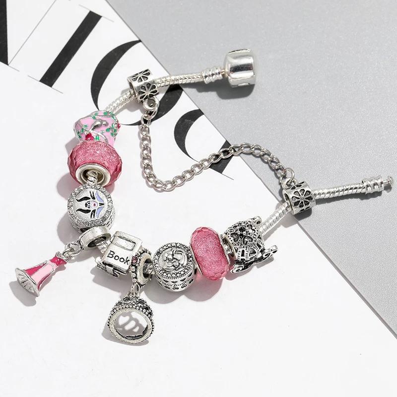 Pink Cinderella Kids Charm Bracelet kids bracelets shopella   