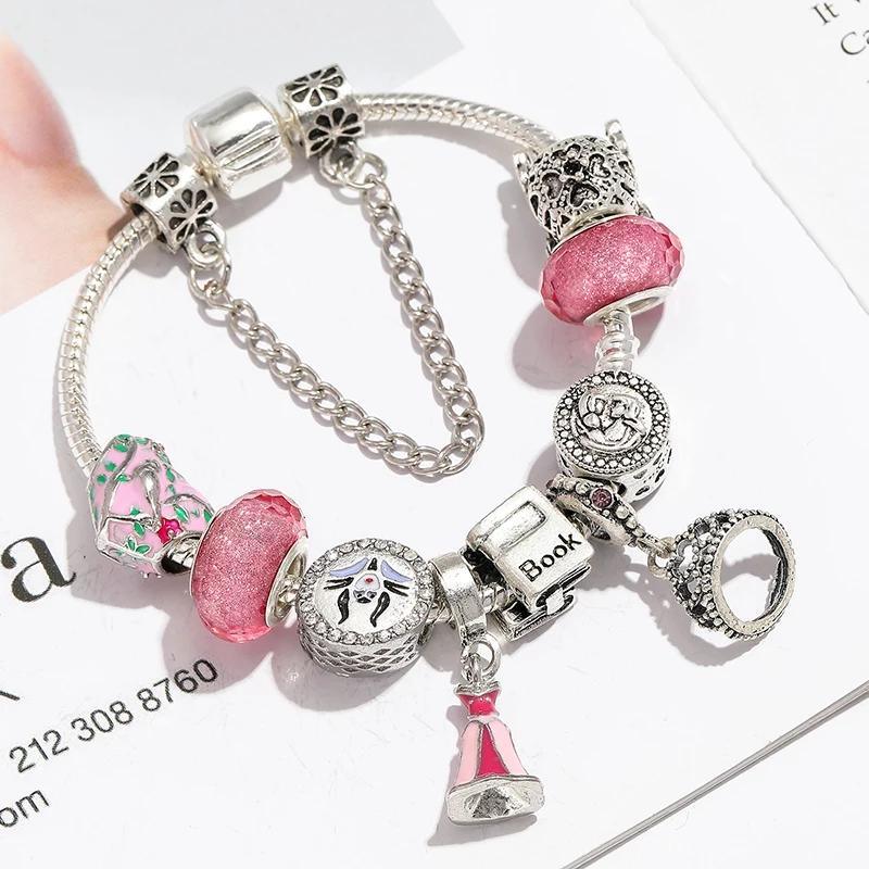 Pink Cinderella Kids Charm Bracelet kids bracelets shopella   