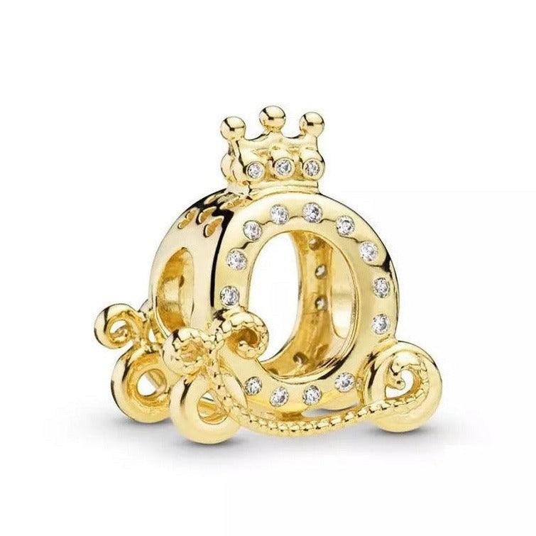 Gold Princess Carriage Charm silver Charms shopella