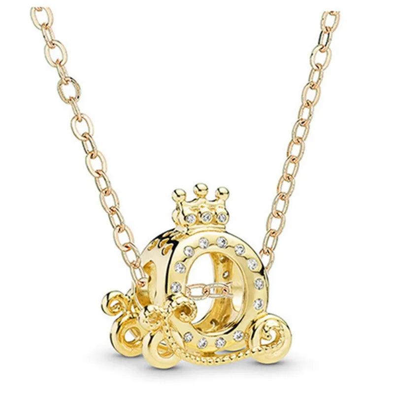 Gold Princess Carriage Charm silver Charms shopella