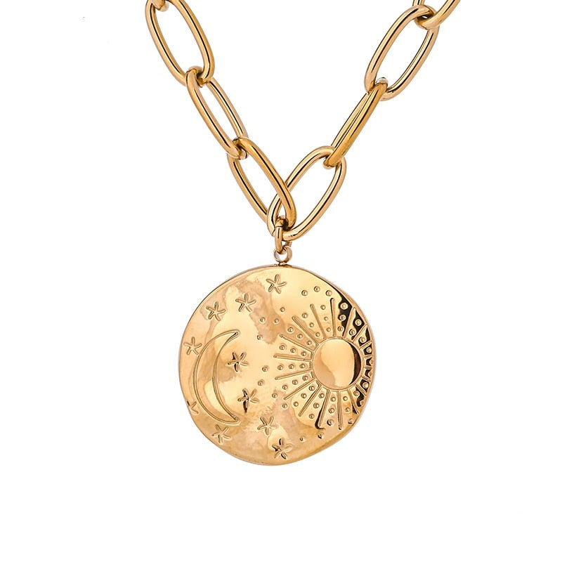 Star Moon Pendant Necklace jewellery Shopella   